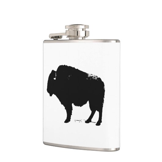 Zwarte en witte Pop Art Buffalo Bison Heupfles (Links)