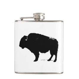 Zwarte en witte Pop Art Buffalo Bison Heupfles