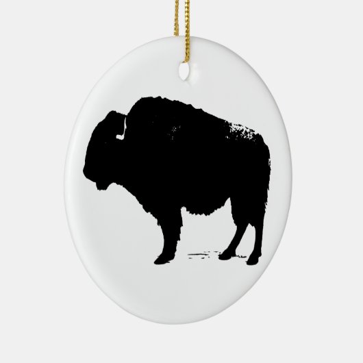 Zwarte en witte Pop Art Buffalo Bison Keramisch Ornament (Rechts)