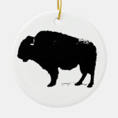 Zwarte en witte Pop Art Buffalo Bison Keramisch Ornament (Voorkant)