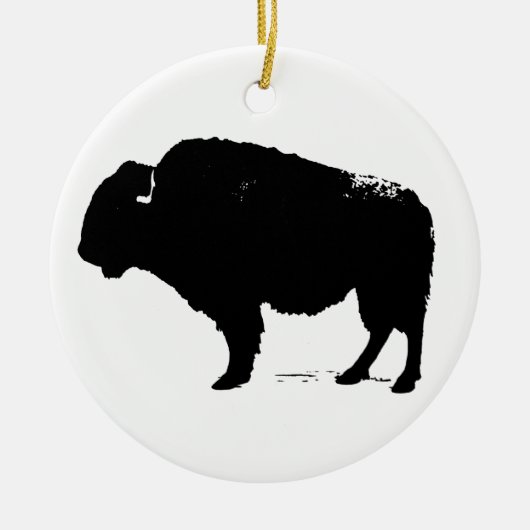 Zwarte en witte Pop Art Buffalo Bison Keramisch Ornament (Voorkant)