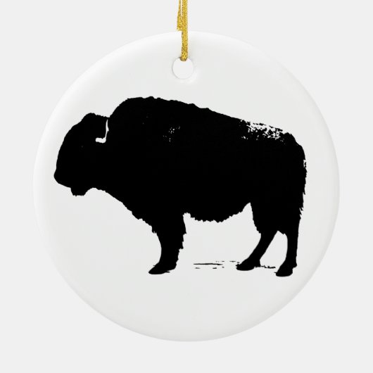 Zwarte en witte Pop Art Buffalo Bison Keramisch Ornament (Achterkant)
