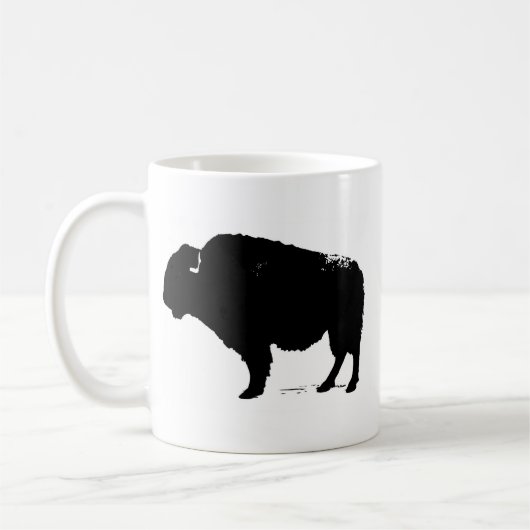 Zwarte en witte Pop Art Buffalo Bison Koffiemok (Links)