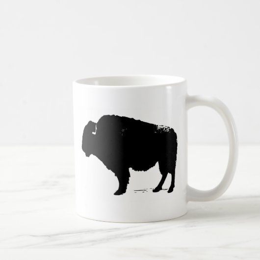 Zwarte en witte Pop Art Buffalo Bison Koffiemok (Rechts)