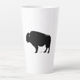 Zwarte en witte Pop Art Buffalo Bison Latte Mok
