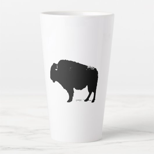 Zwarte en witte Pop Art Buffalo Bison Latte Mok (Voorkant)