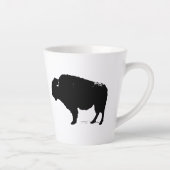 Zwarte en witte Pop Art Buffalo Bison Latte Mok (Rechts)