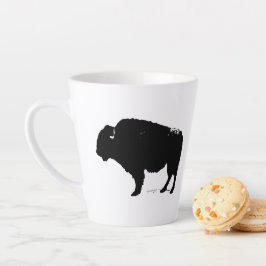 Zwarte en witte Pop Art Buffalo Bison Latte Mok