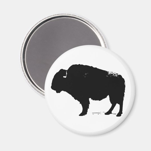Zwarte en witte Pop Art Buffalo Bison Magneet (Voorkant / Achterkant)
