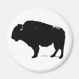 Zwarte en witte Pop Art Buffalo Bison Magneet