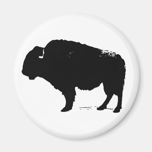 Zwarte en witte Pop Art Buffalo Bison Magneet (Voorkant)