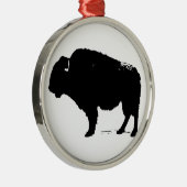 Zwarte en witte Pop Art Buffalo Bison Metalen Ornament (Rechts)