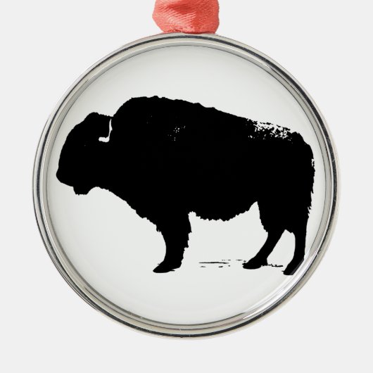 Zwarte en witte Pop Art Buffalo Bison Metalen Ornament (Voorkant)