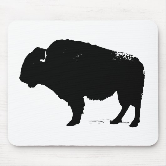 Zwarte en witte Pop Art Buffalo Bison Muismat (Voorkant)