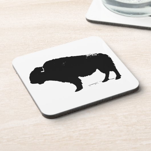 Zwarte en witte Pop Art Buffalo Bison Onderzetter (Linkerzijde)