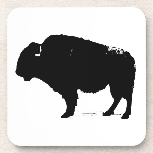 Zwarte en witte Pop Art Buffalo Bison Onderzetter (Voorkant)