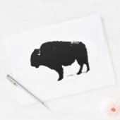 Zwarte en witte Pop Art Buffalo Bison Ovale Sticker (Envelop)