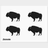 Zwarte en witte Pop Art Buffalo Bison Ovale Sticker (Vel)