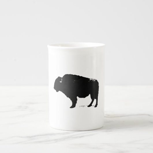 Zwarte en witte Pop Art Buffalo Bison Porselein Kop (Voorkant)