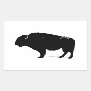 Zwarte en witte Pop Art Buffalo Bison Rechthoekige Sticker