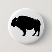 Zwarte en witte Pop Art Buffalo Bison Ronde Button 5,7 Cm (Voorkant)