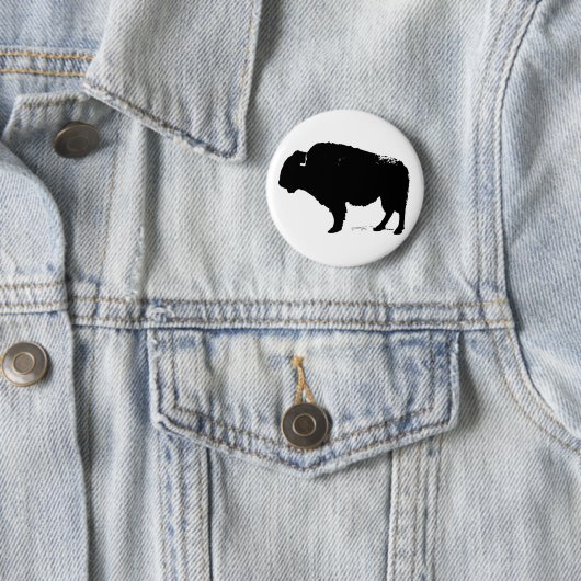 Zwarte en witte Pop Art Buffalo Bison Ronde Button 5,7 Cm (In situ)