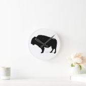 Zwarte en witte Pop Art Buffalo Bison Ronde Klok (Huis)