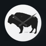 Zwarte en witte Pop Art Buffalo Bison Ronde Klok<br><div class="desc">Iconische Amerikaanse Geschiedenis Symbool Afbeeldingen - Zwart-wit Buffel - Bizon Silhouet Kunstwerk</div>