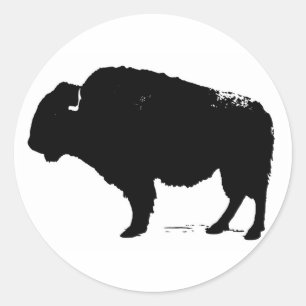 Zwarte en witte Pop Art Buffalo Bison Ronde Sticker