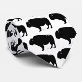 Zwarte en witte Pop Art Buffalo Bison Stropdas (Opgerold)