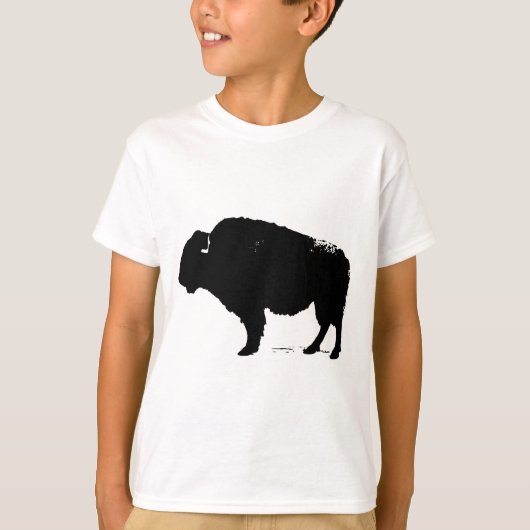 Zwarte en witte Pop Art Buffalo Bison T-shirt (Voorkant)