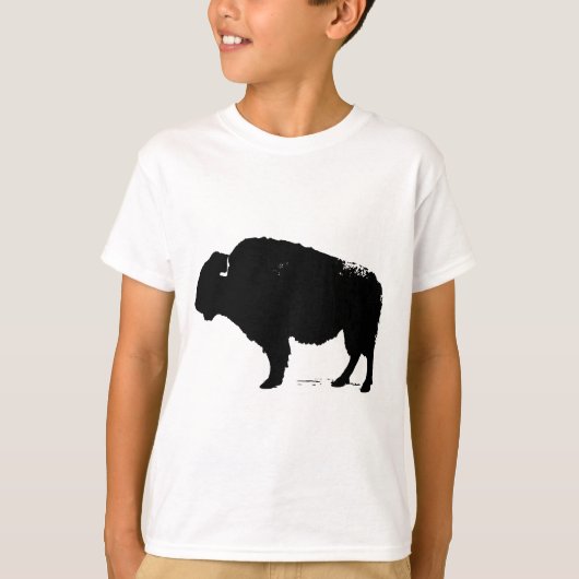 Zwarte en witte Pop Art Buffalo Bison T-shirt (Voorkant)