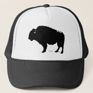 Zwarte en witte Pop Art Buffalo Bison Trucker Pet