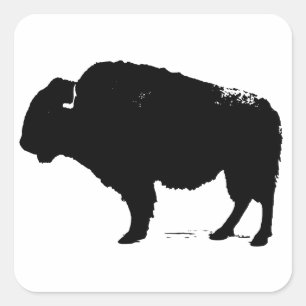 Zwarte en witte Pop Art Buffalo Bison Vierkante Sticker