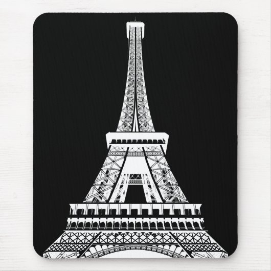 Zwarte en witte Pop Art Eiffel Tower Paris Frankri Muismat (Voorkant)