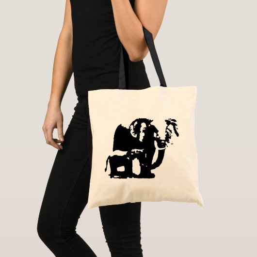 Zwarte en witte Pop Art Elephant Family Mam Baby Tote Bag (Voorkant (product))