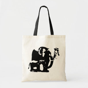 Zwarte en witte Pop Art Elephant Family Mam Baby Tote Bag