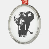 Zwarte en witte Pop Art Elephant Metalen Ornament (Links)