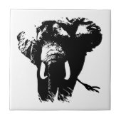 Zwarte en witte Pop Art Elephant Tegeltje (Voorkant)