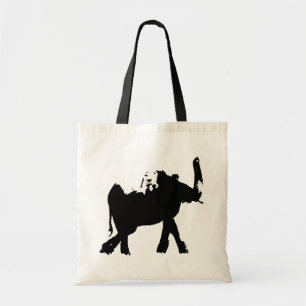 Zwarte en witte Pop Art Elephant Tote Bag