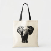 Zwarte en witte Pop Art Elephant Tote Bag (Voorkant)