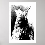 Zwarte en witte Pop Art Geronimo Poster<br><div class="desc">Pop Kunststijl Kunstwerk Posters - Legendary Geronimo Ink Effect Digital Art Design</div>