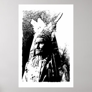 Zwarte en witte Pop Art Geronimo Poster