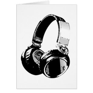 Zwarte en witte Pop Art Headphone
