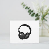 Zwarte en witte Pop Art Headphone Briefkaart (Staand voorkant)