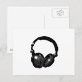Zwarte en witte Pop Art Headphone Briefkaart (Voorkant / Achterkant)