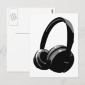 Zwarte en witte Pop Art Headphone Briefkaart (Voorkant / Achterkant)
