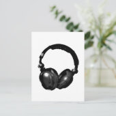 Zwarte en witte Pop Art Headphone Briefkaart (Staand voorkant)