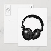 Zwarte en witte Pop Art Headphone Briefkaart (Voorkant / Achterkant)