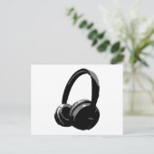 Zwarte en witte Pop Art Headphone Briefkaart (Staand voorkant)